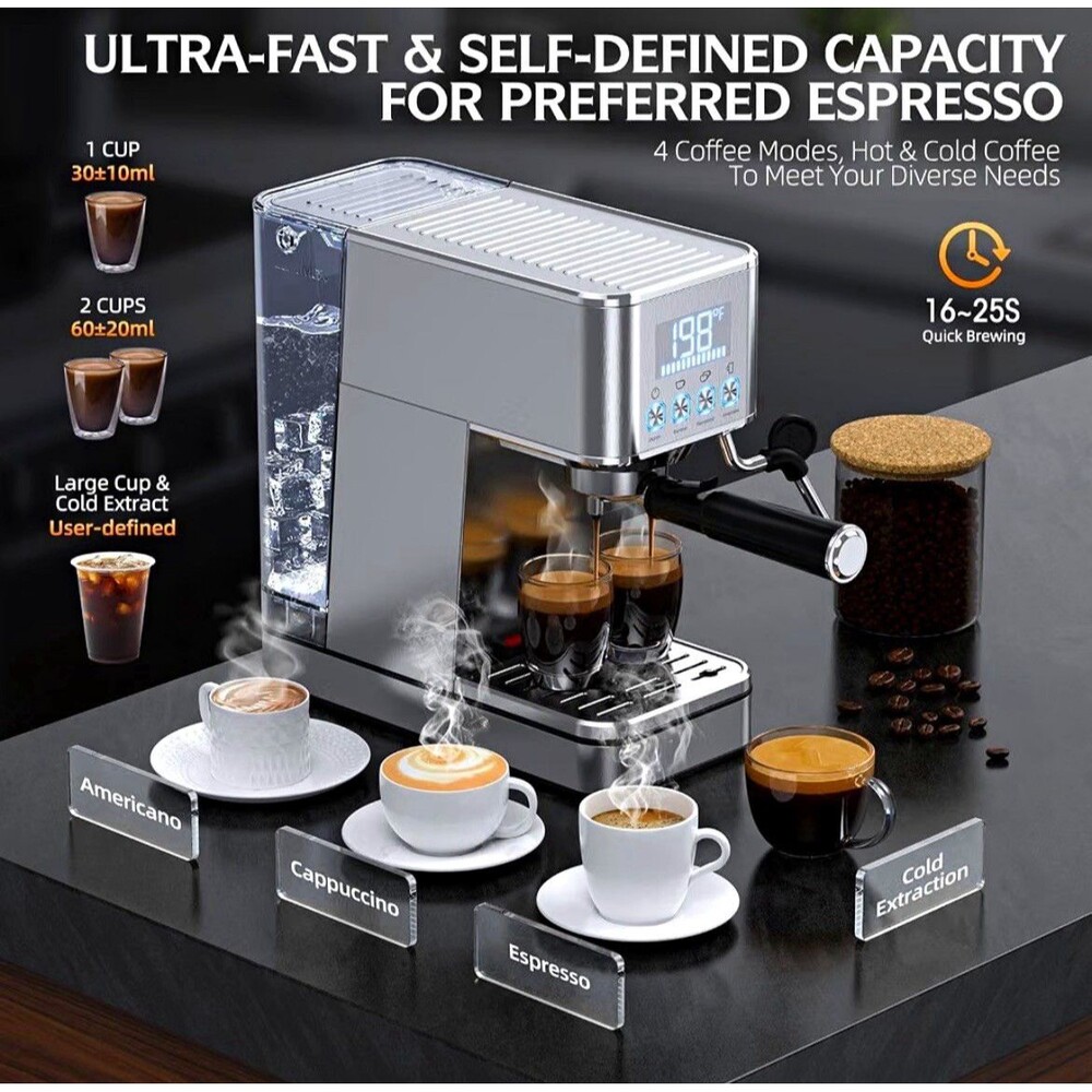 EM626 20-Bar Stainless Steel Espresso Machine & Milk Frother – New (Box Wear)